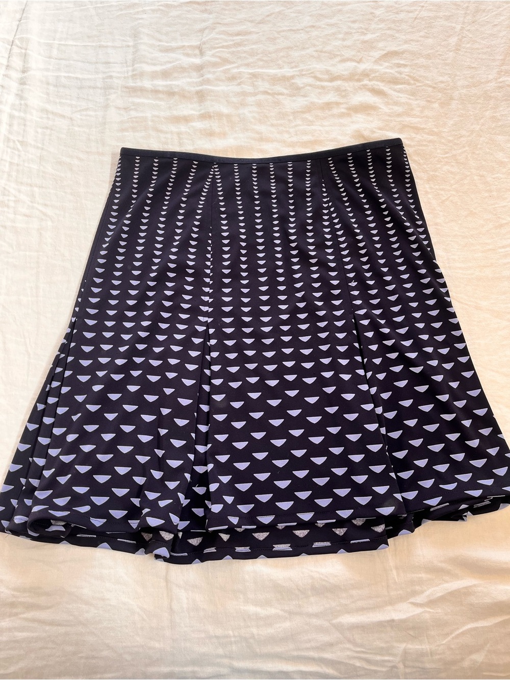 DKNY Women's Navy A-Line Skirt with Light Blue Triangle Print